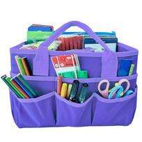 Multiple Pockets Teacher Tote Bag with Handles Waterproof Craft Organizer Tote Bag 600D Nylon Fabric Art Storage Box violetinė