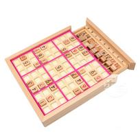 Medinis Sudoku dėlionės stalo žaidimas su stalčiumi 81 langelis Loginio mąstymo lavinimas Edukacinis stalo žaidimas rožinė