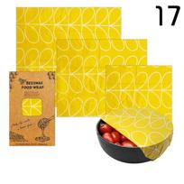 Reusable Preservative Cloth Eco Friendly Food Grade Cloth Strawberry Lemmon Pattern Beeswax Cloth for Kitchen Storage yellow