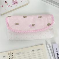 Pink Lace Pencil Case Polka Dot Design Pencil Pouch Durable Stationery Organizer  Students Gift Puppy