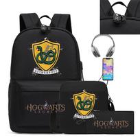 Vaizdo žaidimų periferija Hogwarts Legacy Spausdintas mokyklos krepšys 3 dalių Atsitiktinis peties krepšys Kuprinė USB Shoulder bag black