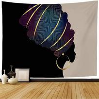 African Tapestry Indigenous People Theme Traditional Turban and Dress Tapestry Wall Hanging for Bedroom Living Room Dorm Decor 74x94cm(29x37in)