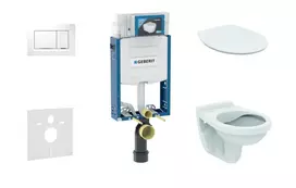 Geberit Kombifix - Pakabinamo tualeto su SIGMA30 nuleidimo mygtuku montavimo elementas, baltas / blizgus chromas + Alpha tualetas ir tualeto dangtis 110.302.00.5 ND5
