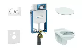 Geberit Kombifix - Pakabinamo unitazo su SIGMA20 nuleidimo mygtuku montavimo elementas, baltas/blizgus chromas + Alpha unitazas ir unitazo dangtis 110.302.00.5 ND4