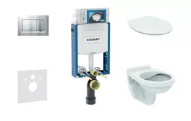 Geberit Kombifix - Pakabinamo tualeto su SIGMA30 nuleidimo mygtuku montavimo elementas, matinis chromas / chromas + Alpha tualetas ir tualeto dangtis 110.302.00.5 ND7