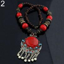 Women Vintage Bohemia Style Pendant Long Chain Sweater Necklace Jewelry Charm KTJ raudona
