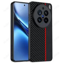 Funda for VIVO X200 Pro Mini Case Luxury Fiber Texture PU Leather Protection Back Cover for VIVO X200 Pro Shockproof Capa for VIVO X200 blue