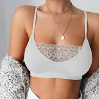Women's Lace Trim Bralette Comfortable Seamless Wireless Padded Bra S balta