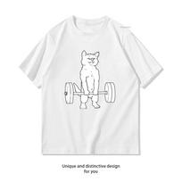 Cat Weightlifting and Gym tshirt woman man Casual cotton graphic t shirts Creative Adult Oneck streetwear ropa hombre S