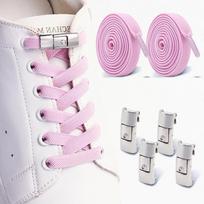 2Pairs No Tie Elastic Magnetic Shoe Laces - Buckle Lock Shoelaces - 0.8mm Wide Flat Laces for Kids Adults Lazy Shoes Accessories