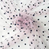 Lace Fabric Soft Velvet Flocking Mesh Voile Tulle Net Mini Black Polka Dot for DIY Sewing Dress Garment Wedding Decor Material 45x155cm(17inx61in) rožinė