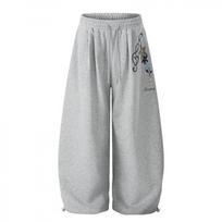 EON 26: American Retro Embroidered Women's Sweatpants M pilka spalva