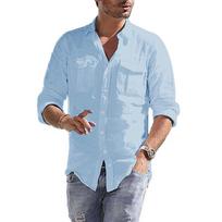 Men's Baggy Cotton Linen Pocket Long Sleeve Retro T Shirts Tops Blouse M