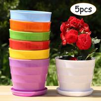 5PC Flower Pot Colourful Plastic Succulent Plant Flowerpot Accessories red