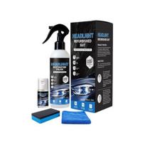 Headlight Restoration Spray, 180ml Ceramic Coating for Yellowed Headlights, UV Protection Cleaner Polish for Car Front Lenses 1 Set black