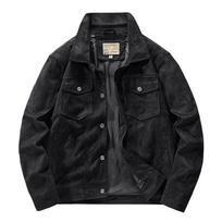 Men's Retro Hong Kong Style Suede Jacket - Spring/Autumn Workwear Lapel Top XL juoda