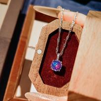 Octagonal Millennium Rose Paraíba Necklace with High Carbon Diamonds, Colorful Stud Earrings & Yellow Diamond Ring for Women