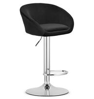 Baro kėdė su reguliuojamo aukščio veliūrine sėdyne, juoda, 81–103 cm