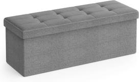 Pufas su daiktadėže, sulankstomas, šviesiai pilkas, 110 × 38 × 38 cm