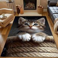3D HD Mielas Kačiuko Rašto Kilimas Miegamojo Svetainės Lovos Šono Sofos Grindų Kilimėlis Modernus Namų Dekoras Kilimas Didelis Dydis Patvarus Kilimėlis 40x60cm (16x24in) black