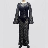 Black Sequin Flare Sleeve Bodycon Evening Dress Extra Large juoda