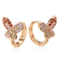 Luxury Fine Butterfly Drop Earrings Women Unusual  Rose Gold Color Natural Zircon Earrings Creative Daily Jewelry