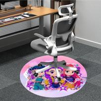 1 vnt. HUntrix, K-pop kėdės kilimėlis biurui, neslystantis, minkštas ir patogus, kilimėlis biurui, žaidimams, lengvas apvalus grindų kilimėlis 80cm gray