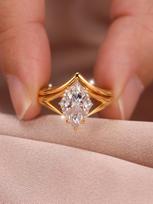 S925  Silver 2CT Moissanite Ring Set Fine Jewelry Gold-plated 18k Suitable for Gifts Birthday Gifts 5 auksinė