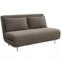 Miegamoji sofa, svečių lova, 3 padėčių reguliuojamas atlošas, kordo audinio išvaizda, iki 120 kg, 141 x 90 x 81 cm, tamsiai rudas