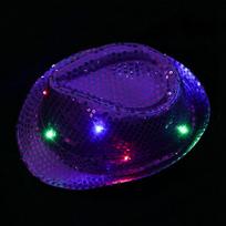 Unisex Šviečianti Mirksinti Panama Kepurė Blizgučiai LED Fedora Trilby Džiazo Skrybėlė violetinė