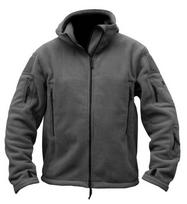 Vyriška šilta kareiviška striukė lauke su Tactical Fleece Thermal Polar viršutiniais drabužiais ir gobtuvu žygiams S pilka spalva