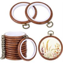 M-Modern-Circular 3 Inch Embroidery Hoops,12 Pcs Wood Rubber Frame For Sewing,Craft DIY Hanging Gifts