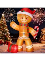 Syncfun Christmas Inflatables Gingerbread Man Outdoor Decorations Candy Cane Built-in LEDs Holiday Party FT 8 with for Entertaining Play Safe
