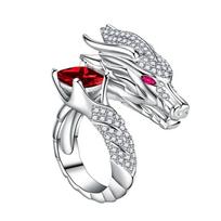 Reguliuojamas Zodiako Drakono Žiedas Ryškus Cirkonis Subtilus Estetiškas Kvadratinis Deimanto Žiedas Prabangus Dizainas Žvilgantis Žiedas Banketo Renginys raudona