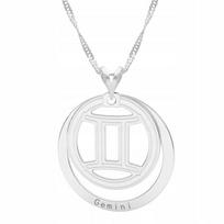 Naszyjnik Srebrny Z Bliźniętami Gemini Znak Zodiaku Bliźnięta Srebro 925 white