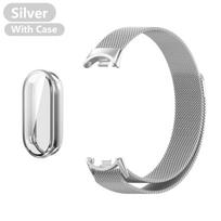 Metal Strap for Xiaomi Mi Band 8 9 10 Bracelet with TPU Case Screen Soft Protector Milanese Magnetic Loop Replacement Watchband for mi band 8