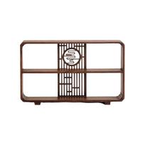 Walnut Wood Handcrafted Curio Cabinet Hollow Out Tea Storage Cabinet Tea Display Shelf  Tea Room Style-A