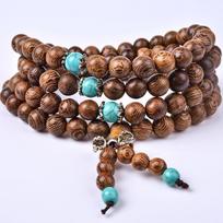 Meditation Wood Beads Tibetan 108 Mala Turquoise Buddhist Wenge Bracelet 6