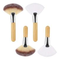 4Pcs Facial Fan Brush Wooden Handle Women Makeup Brush Soft Fluffy 4pcs A