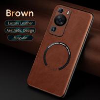 For Huawei P60 P60 Pro Fine-Hole PU Cow Pattern Leather Outer Magnetic Ring Soft Edge Anti-Drop Phone Case For Huawei P60 ruda