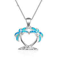 Bohemia Blue Imitation Opal Cute Turtle Animal Pendant Necklace For Women Charm Crystal Ocean Animal Necklaces  for Women 50cm