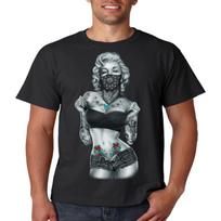 Marilyn Monroe T Shirt Sexy Gangster Mens Tee S-5XL (Black, L) XXXXXL juoda