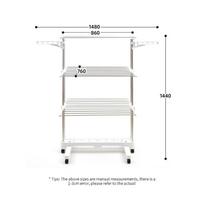 Foldable Clothes Drying Rack Portable Wing-Type Storage Airer Floor-standing Three-tier Stainless Steel Clothes Hanger white