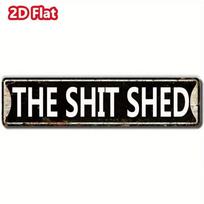 Vintage Metal Shed Sign Black White Rustic Look Restroom Wall Decor Tin Plate 40x10 įvairiaspalvis