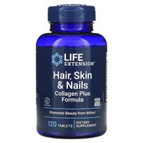 Life Extension, plaukai, oda, nagai, kolageno plius formulė, 120 tablečių
