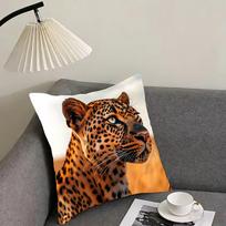 Leopard Cool Cushion Cover Pillowcase Ultra Soft Skin Friendly Fabric Cloud Like Comfort Concealed Zipper 30x30cm