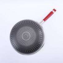 ZISIZ 34cm Honeycomb Non-stick Stainless Steel Wok