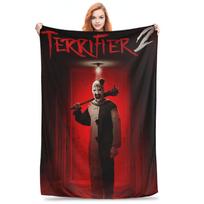 Flannel Throw Blanket Terrifier 2 Movie Art The Clown Warm Plush Blankets Soft Bedding for Bed Living room Home Picnic Sofa 80x120cm black