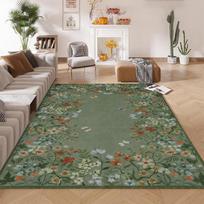 Bohemian Green Area Rug, Non-Slip Machine Washable Polyester Flannel Carpet for Home Decor, Sofa, Bedroom, Kitchen, Camping 40x60cm