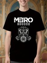 Metro Exodus Gas Mask Graphic Tshirt - Black with White G... S beige
